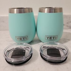 2 Yeti Wine Tumblers with Lid Seafoam